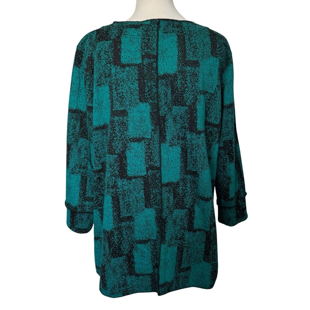 Ali Miles Textured Knit Tunic Top Removable Cowl Neck Scarf Green Black Size XL - Picture 10 of 16